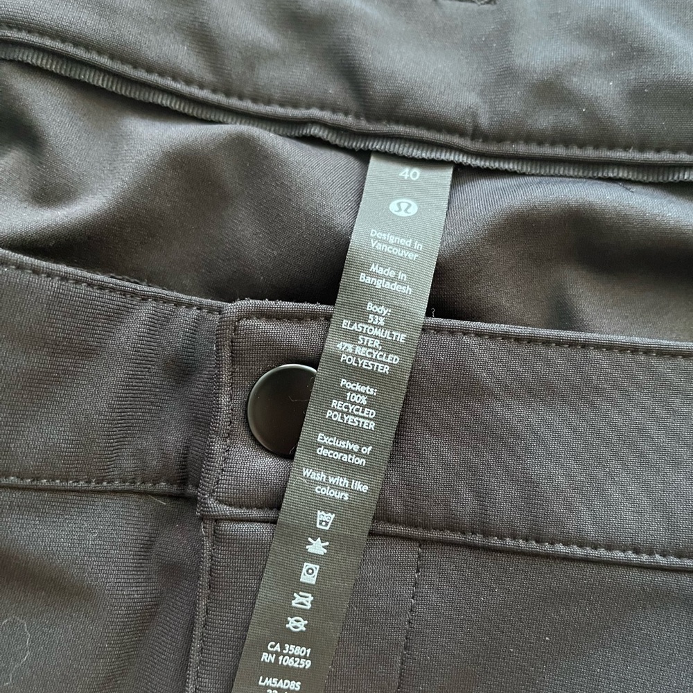 Lululemon ABC Pant Men's 40 Black Slim Straight Warpstreme Tech Stretch